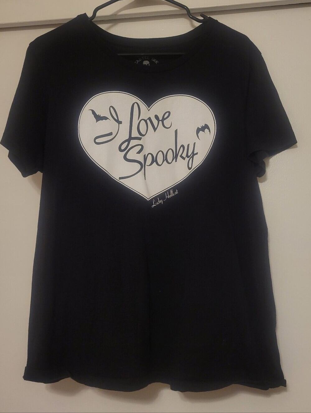 Cartel Ink I Love Spooky Womens 2X Black Graphic Tee Goth Halloween Bats